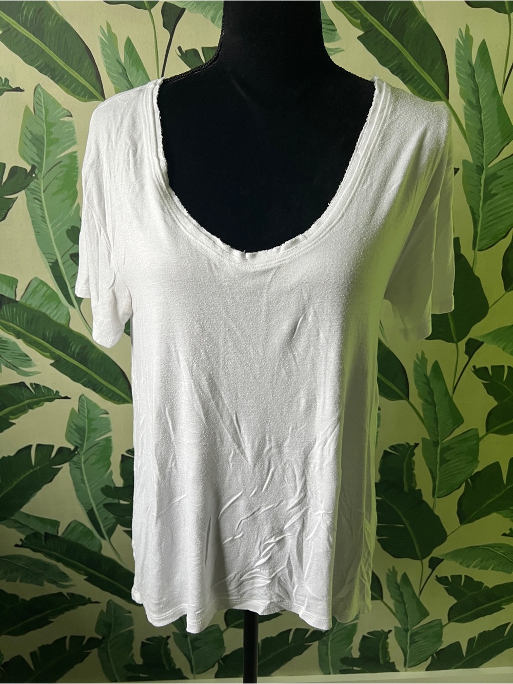 Nordstrom Sun & Shadow White Scoop Neck High Low Short Sleeve Tee Shirt Medium